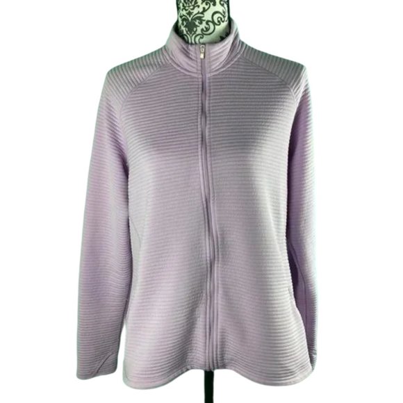 adidas Jackets & Blazers - Adidas Lavender Full Zip High Neck Ribbed Knit Active Jacket XL